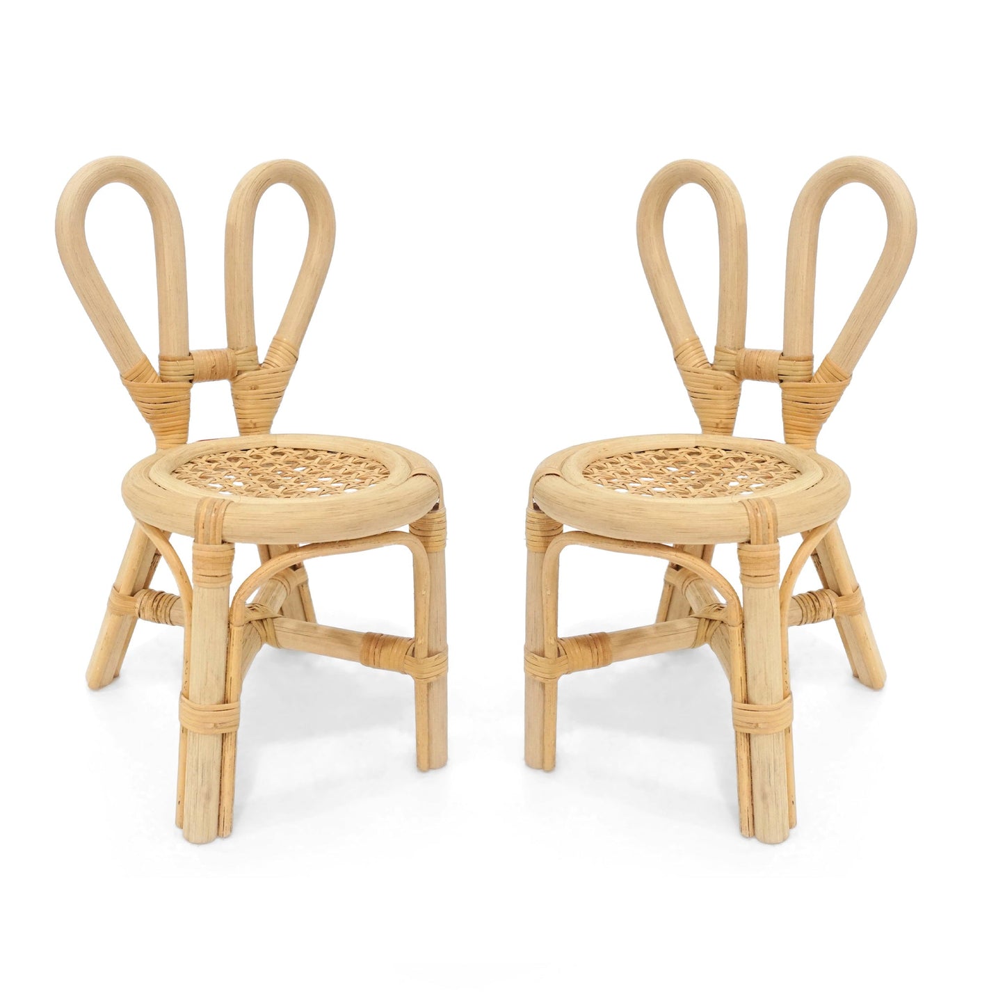 Rattan Mini Bunny Doll Chair Set