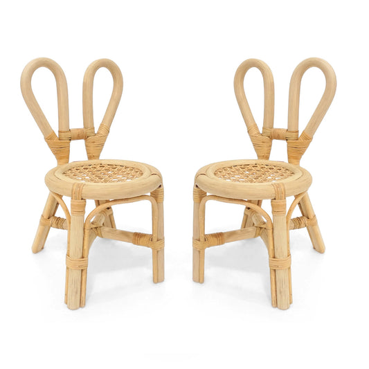 Rattan Mini Bunny Doll Chair Set