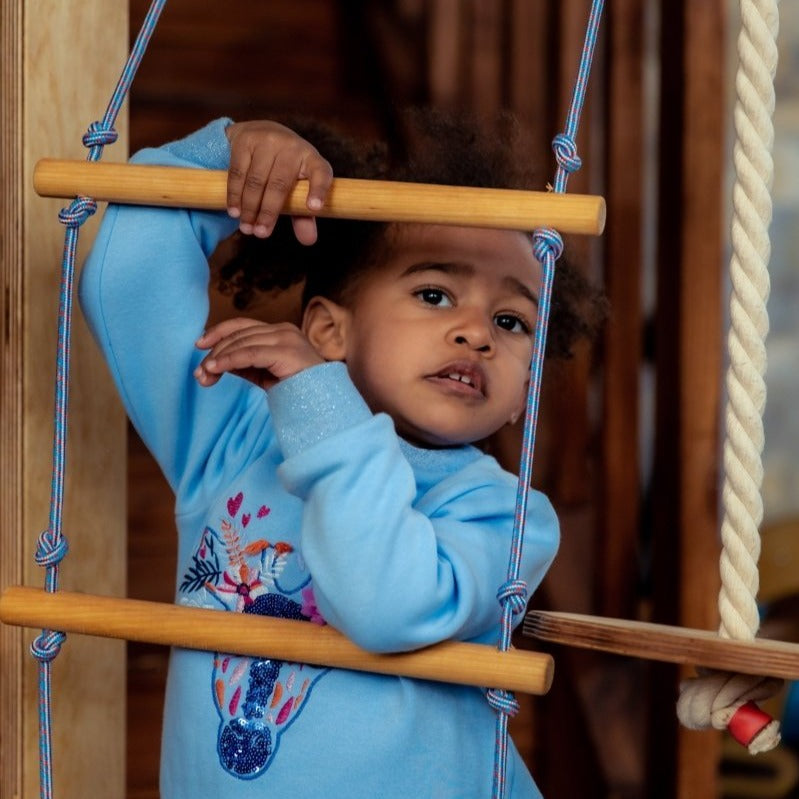 3-in-1 Swings Set: Rope Ladder + Gymnastic Rings + Disc Rope Swing