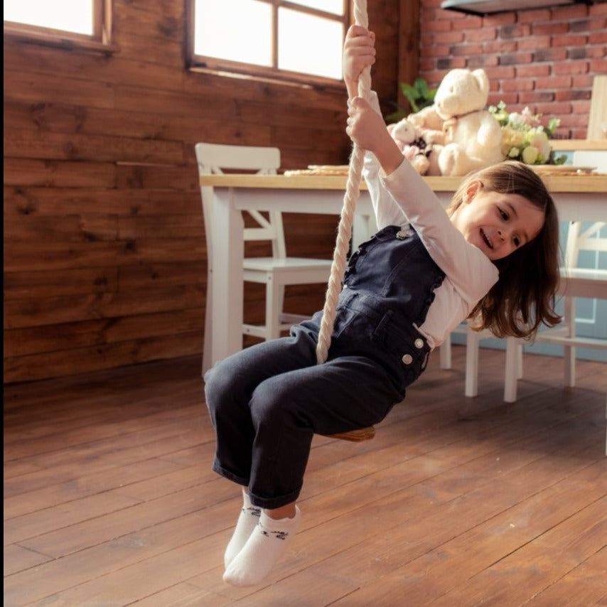 3-in-1 Swings Set: Rope Ladder + Gymnastic Rings + Disc Rope Swing