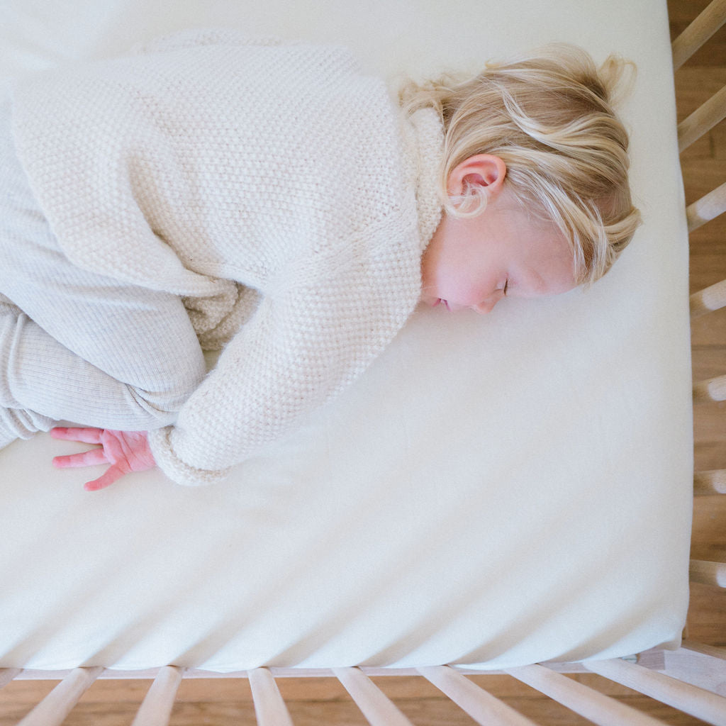 Waterproof Cotton Crib Sheet - Pearl