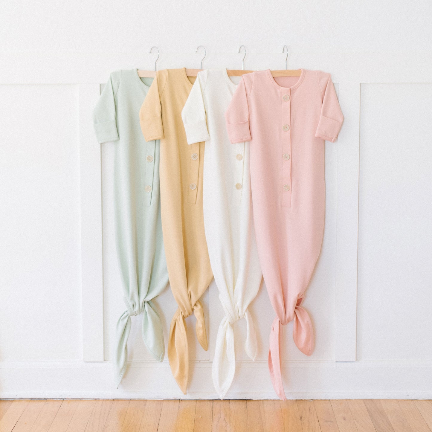 Organic Newborn Knotted Gown - Pearl