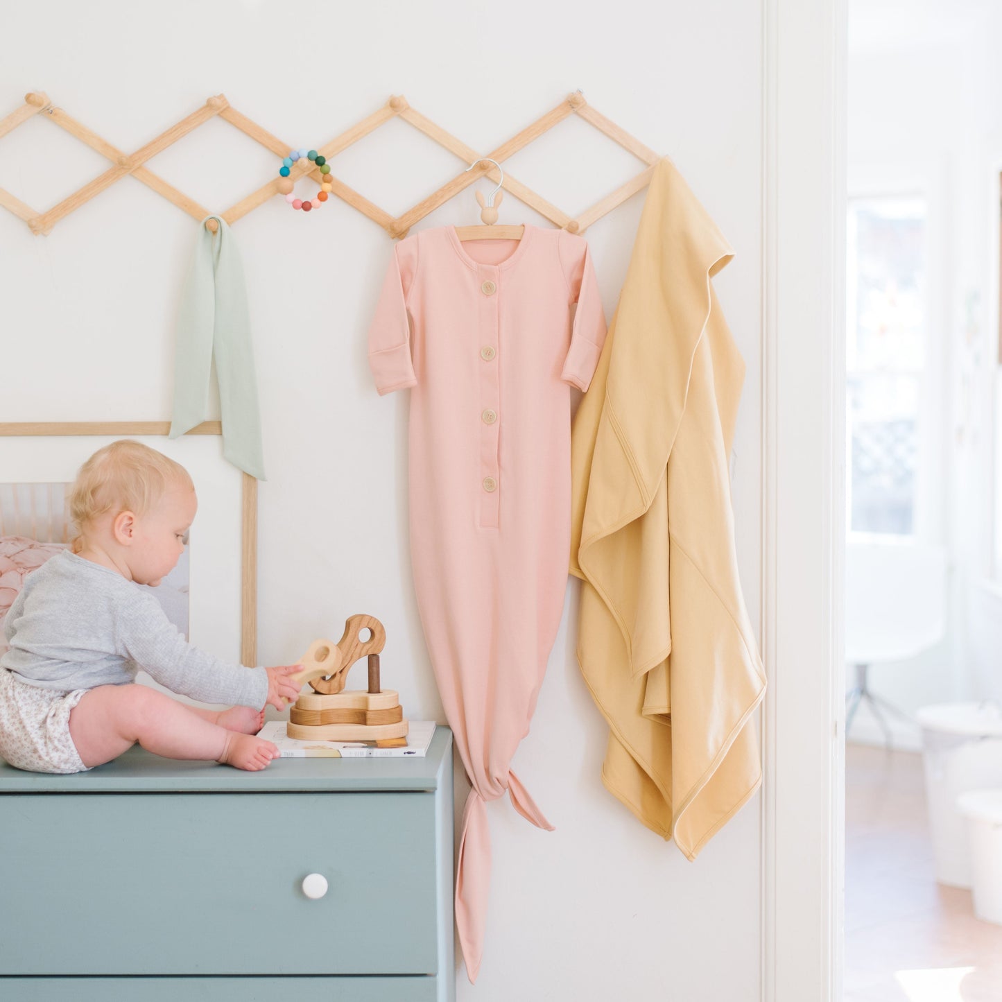 Organic Newborn Knotted Gown - Mint