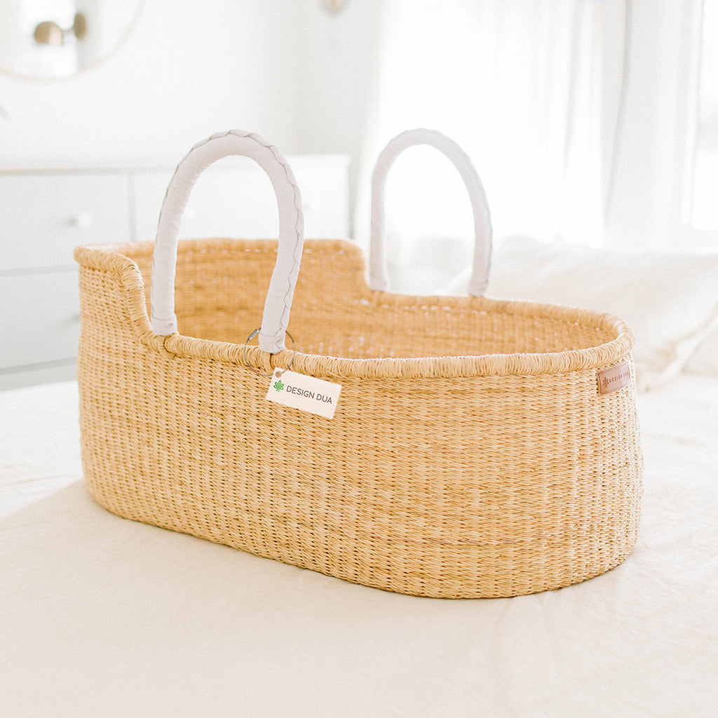Natural Signature Bilia Bassinet with White Leather Handles