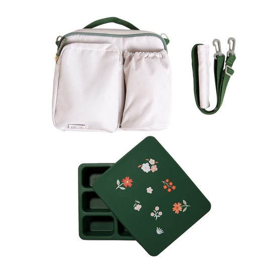 Bento and Lunch Bag Set Neutral with Mini Floral