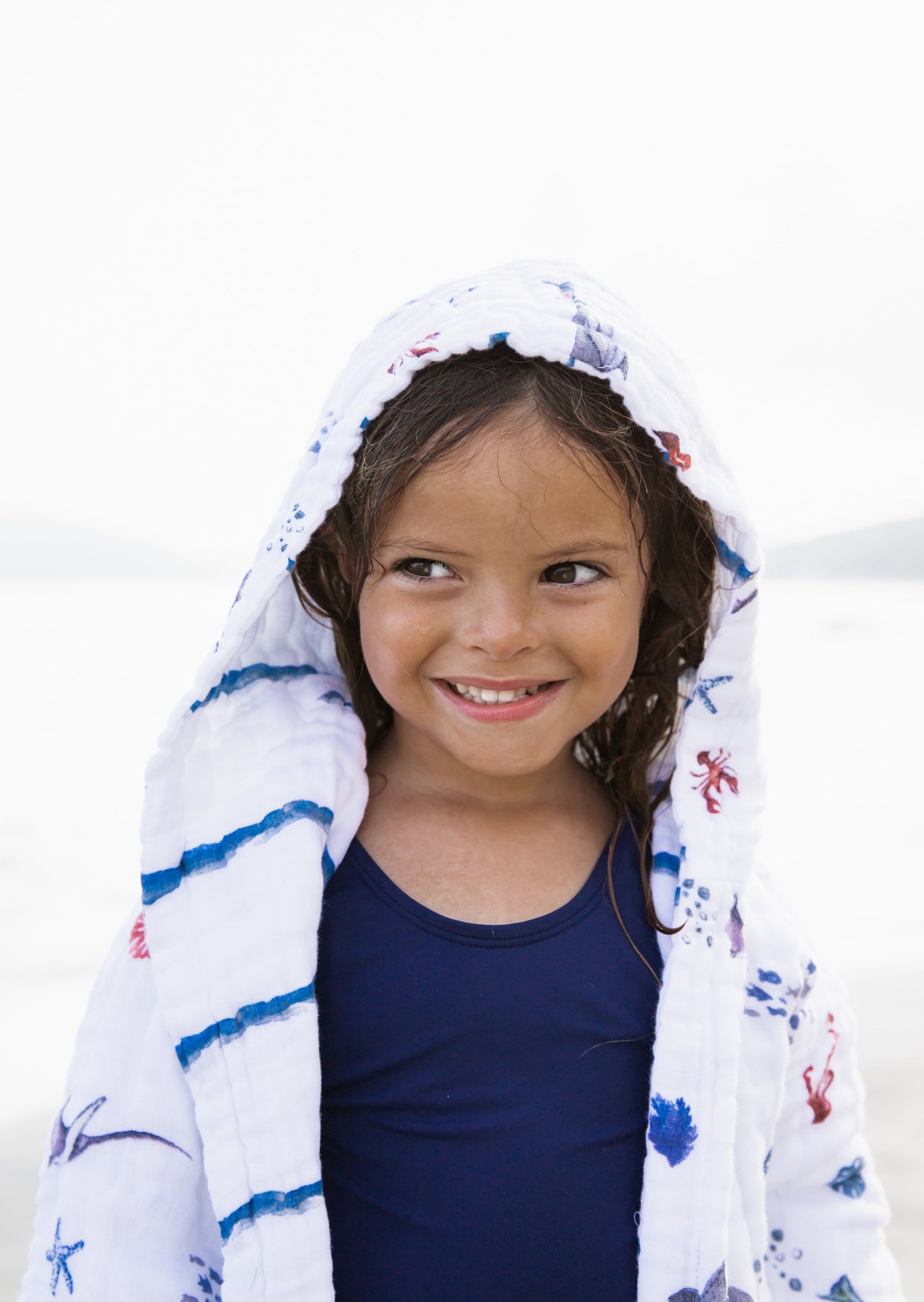 Kids Hooded Muslin Robe - Under the Sea