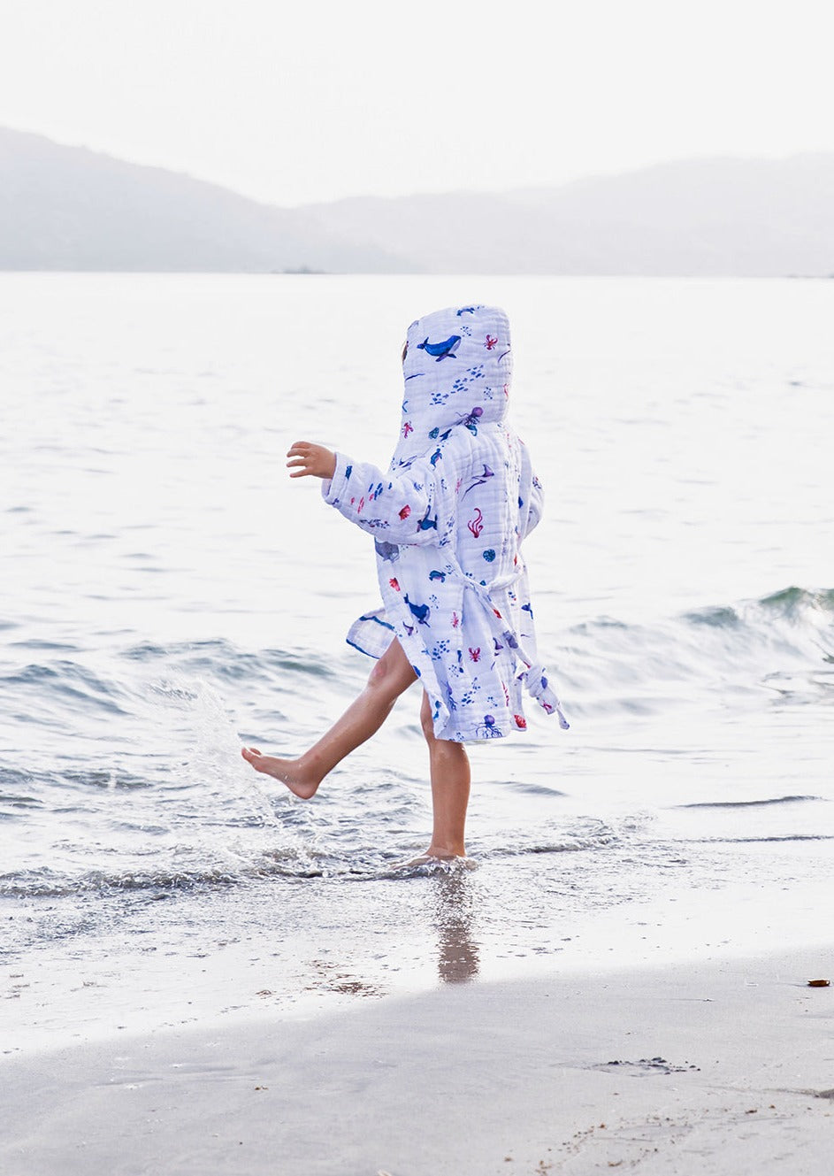 Kids Hooded Muslin Robe - Under the Sea