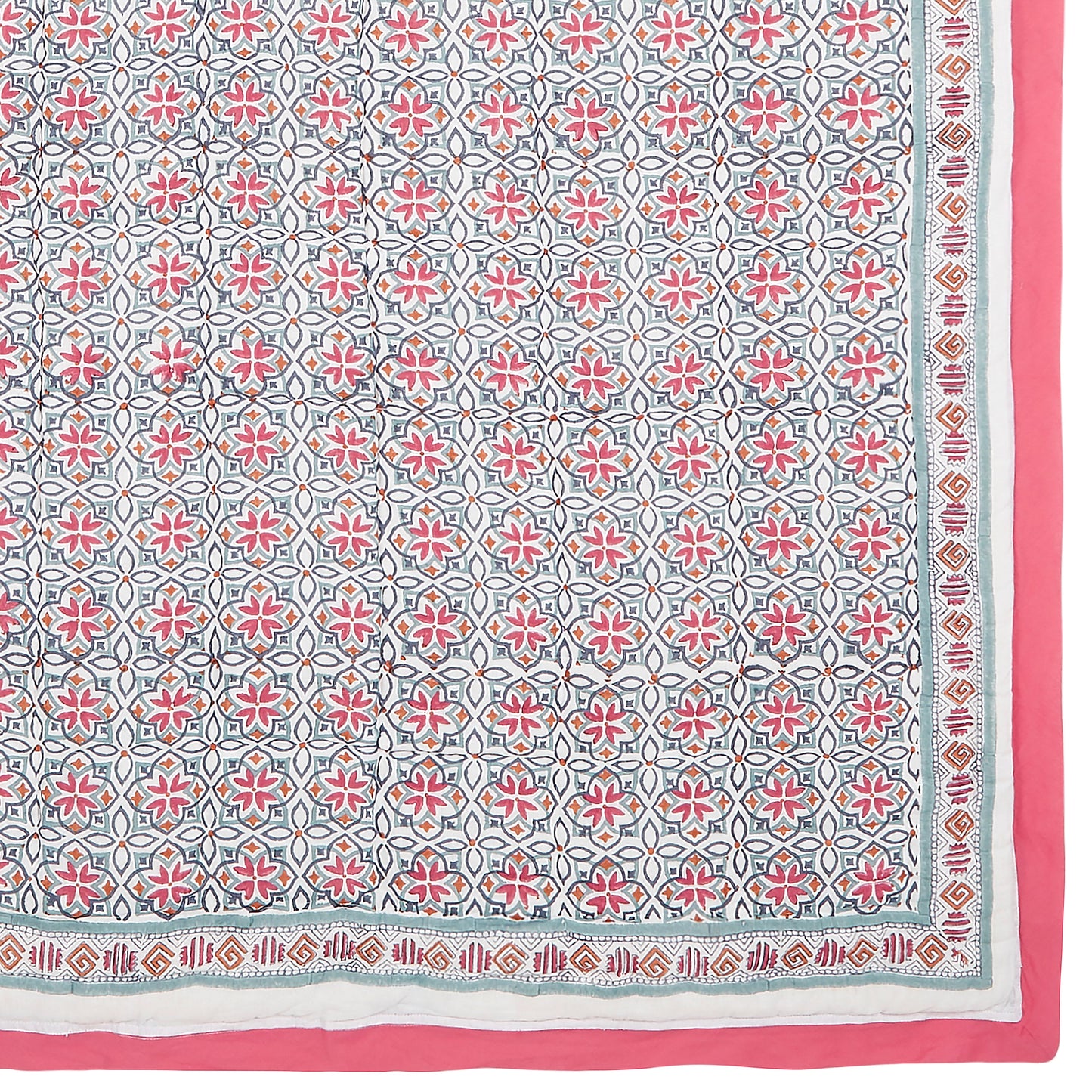 Block-Print Crib Quilt in Seminyak Pink