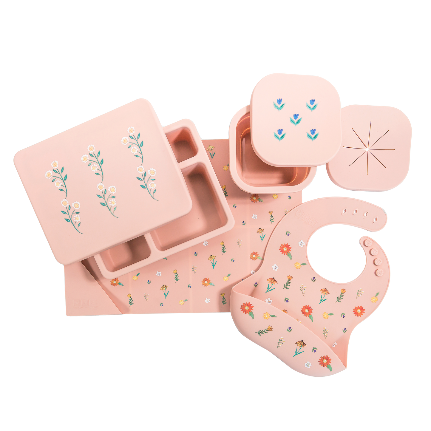 Silicone Mealtime Bundle Wildflower Ripe Peach