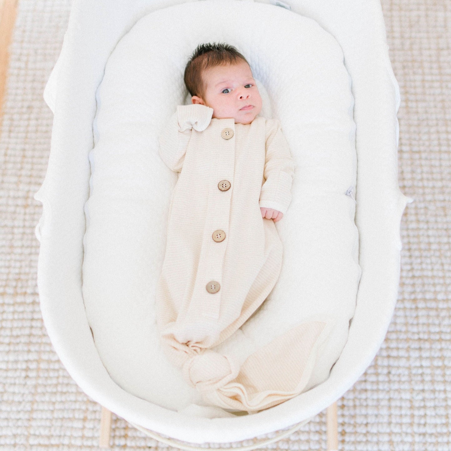 Organic Newborn Knotted Gown - Pearl