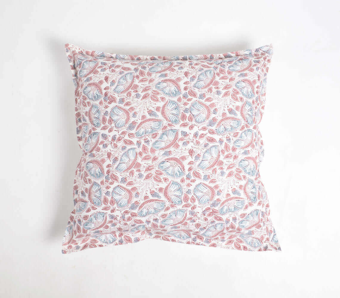 Curated by MERRIMiNT - Floral Block Printed Pillow Cover at MERRIMiNT