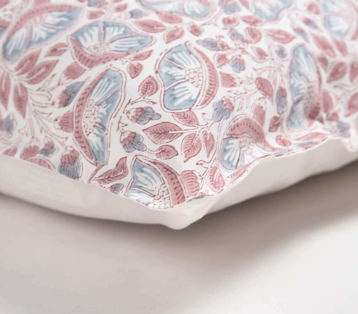 Curated by MERRIMiNT - Floral Block Printed Pillow Cover at MERRIMiNT