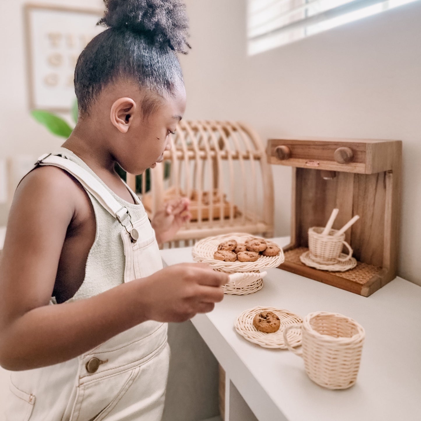 Wicker Toy Coffee and Cake Set