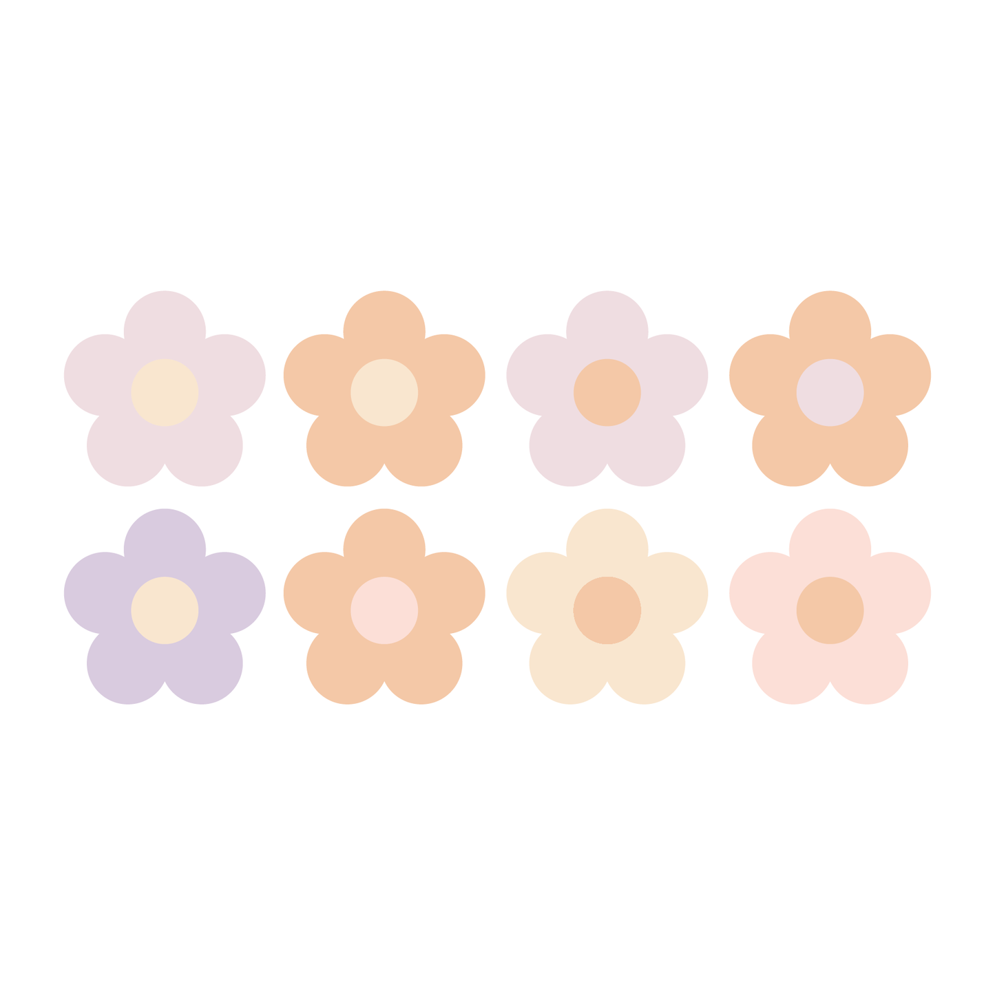 Pastel Round Flowers Wall Decals