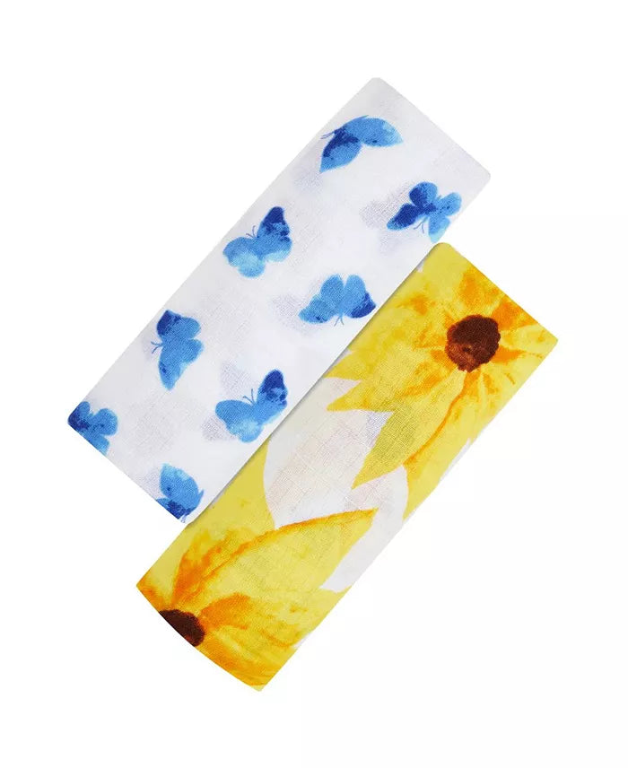 Organic Swaddle Set - Glowing Garden (Sunflower & Blue Butterfly)