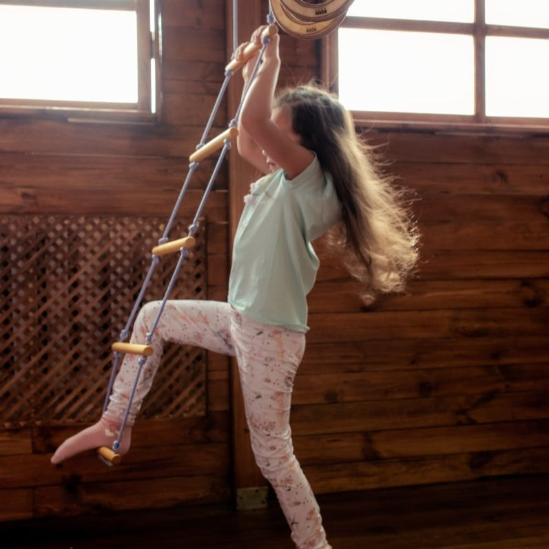 3-in-1 Swings Set: Rope Ladder + Gymnastic Rings + Disc Rope Swing