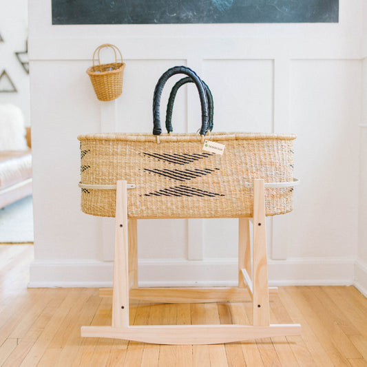 Natural Pine Modern Rocking Bassinet Stand