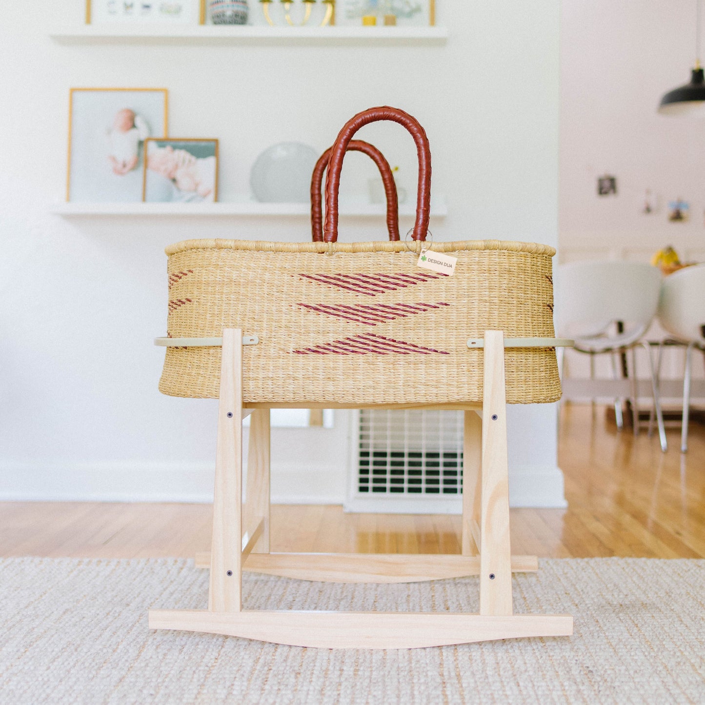 Natural Pine Modern Rocking Bassinet Stand