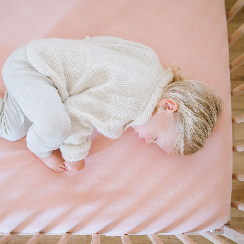 Waterproof Cotton Crib Sheet - Blush