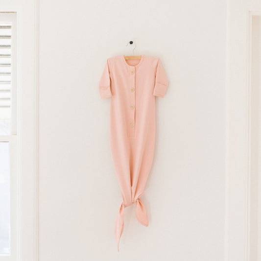 Organic Newborn Knotted Gown - Blush