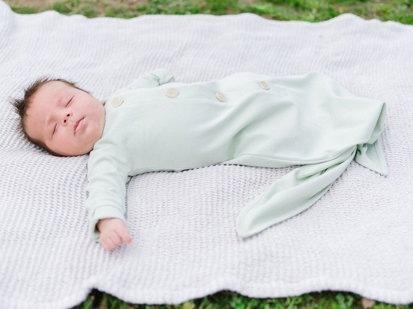 Organic Newborn Knotted Gown - Mint