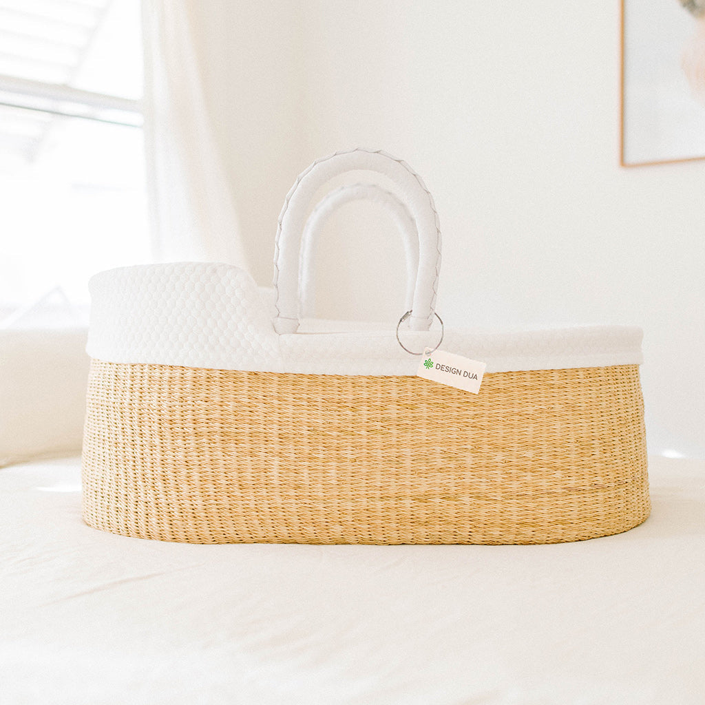 Natural Signature Bilia Bassinet with White Leather Handles