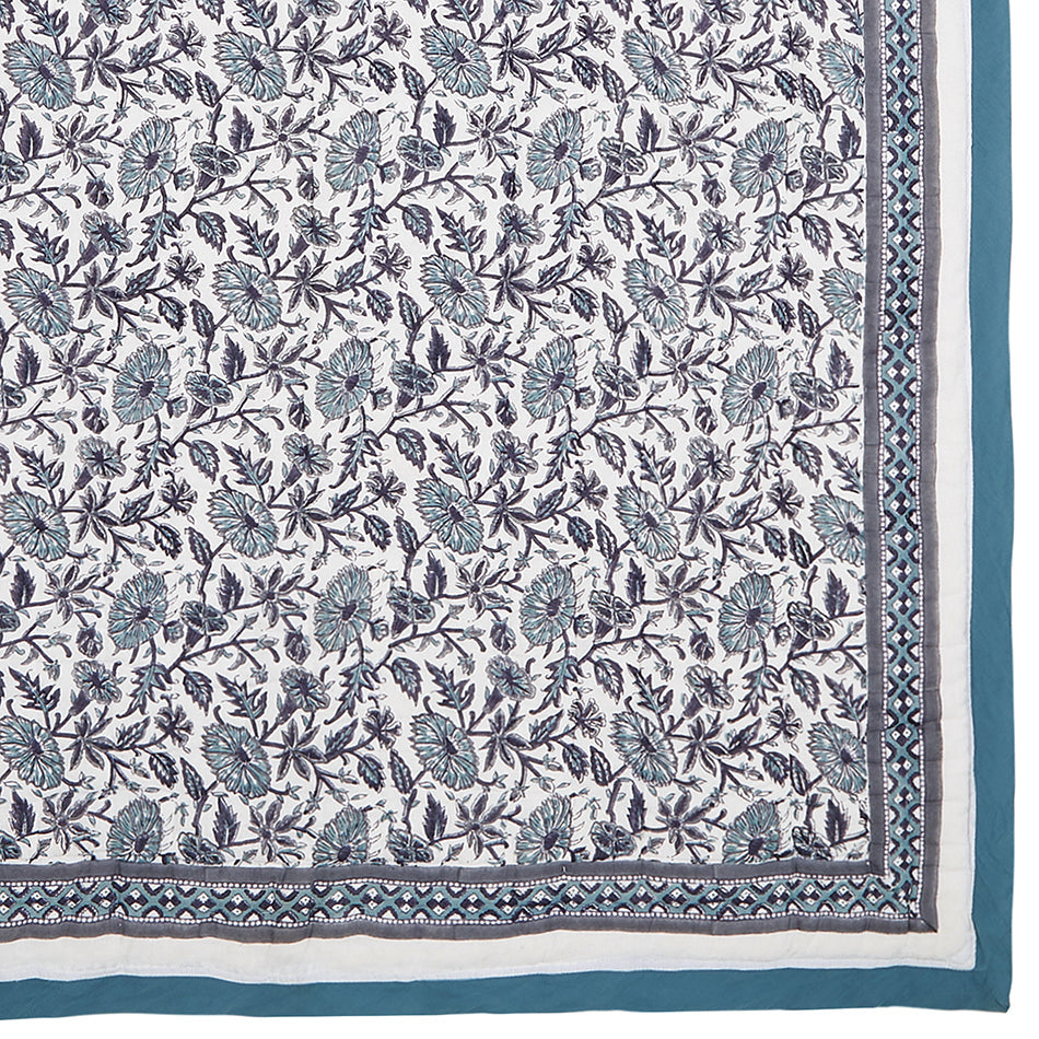 Block-Print Crib Quilt in Provence Blue