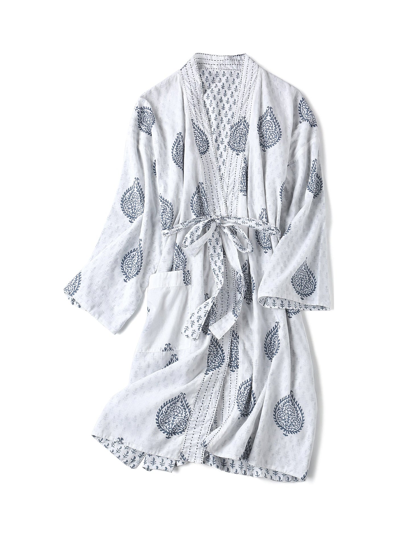 Women's Block Printed Reversible Robe - Fort