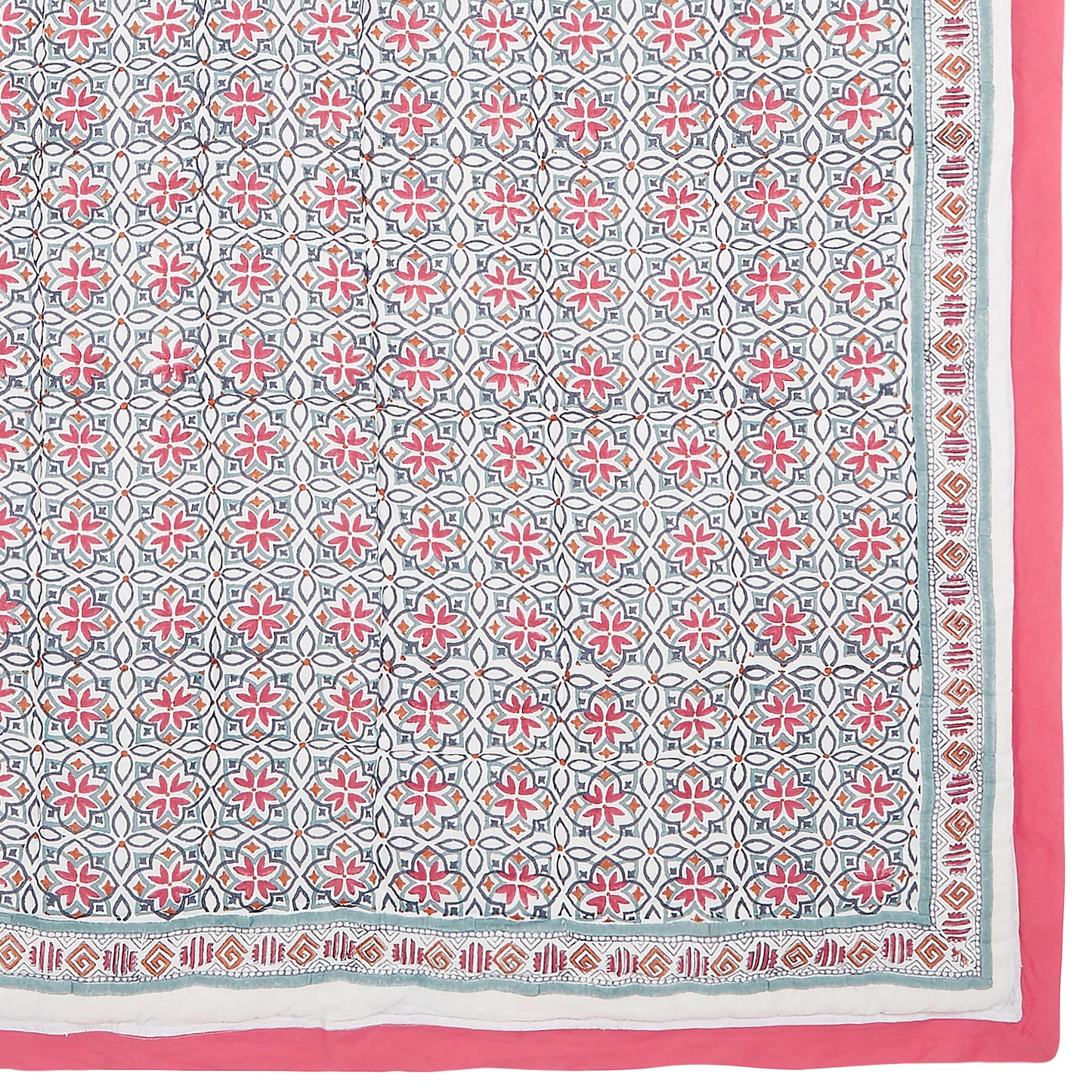 Block-Print Crib Quilt in Seminyak Pink