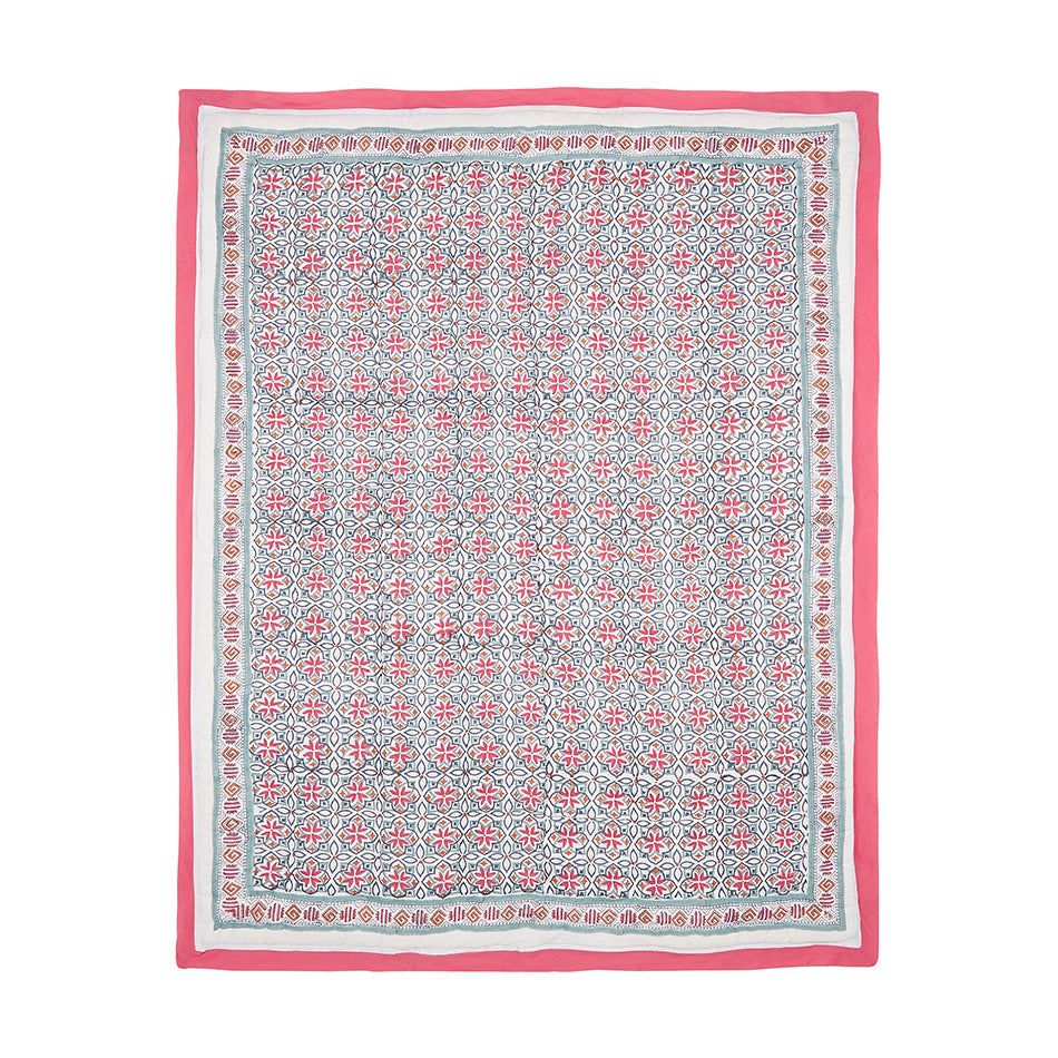 Block-Print Crib Quilt in Seminyak Pink