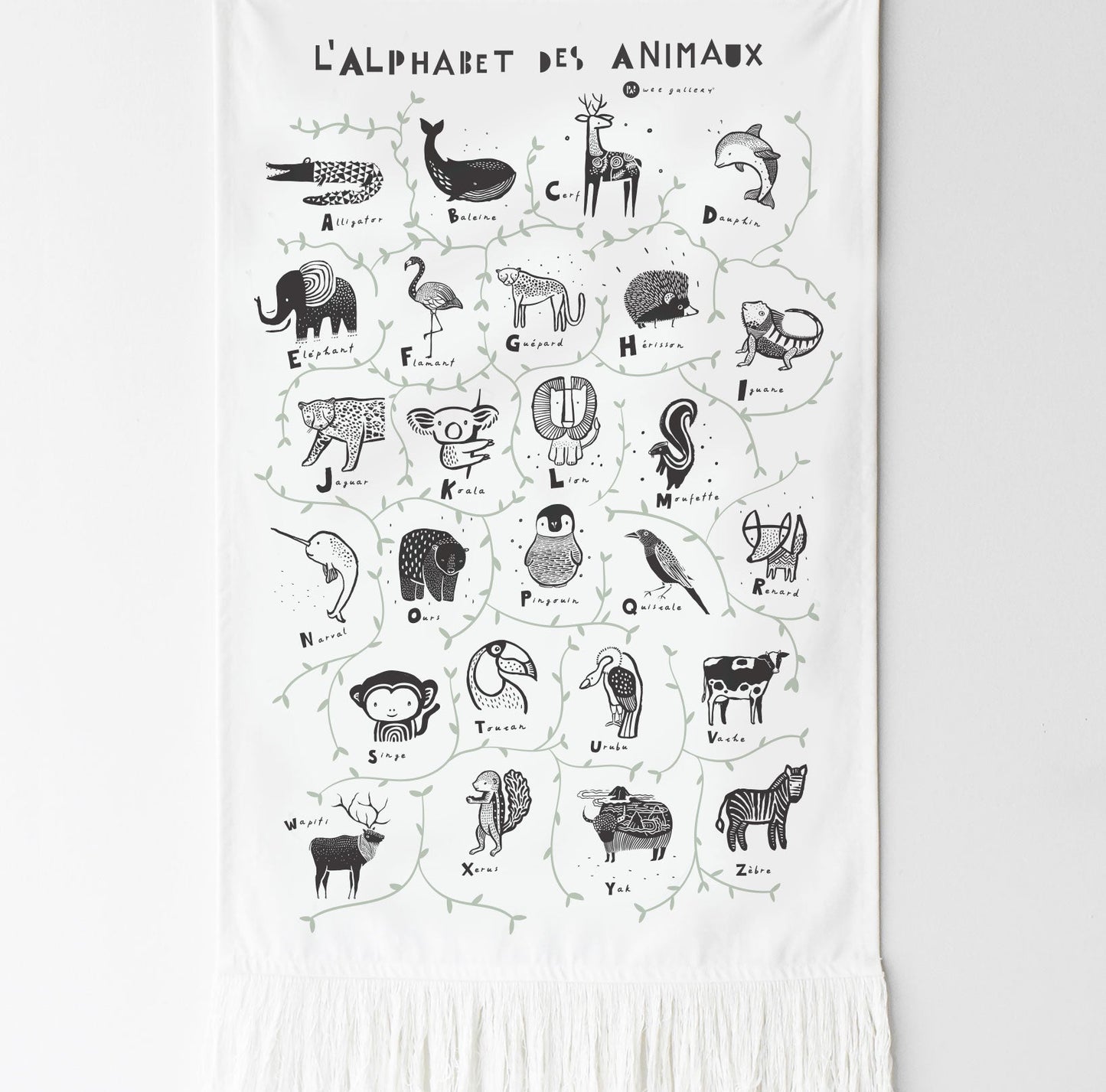 Animal Alphabet Printed Tapestry - French Edition