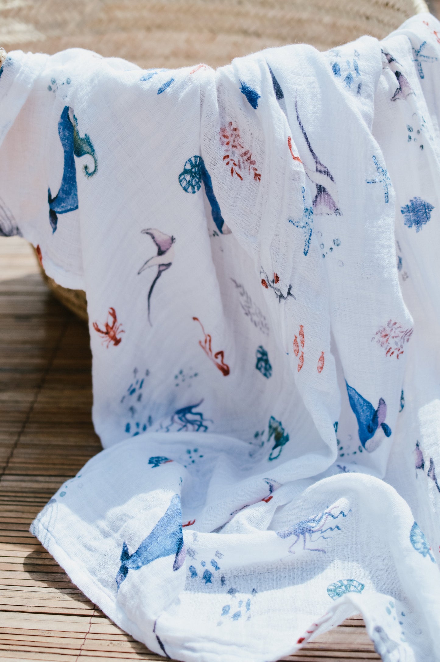 Organic Swaddle Set - Life's a Beach (Under the Sea & Blue Octopus Stripe)