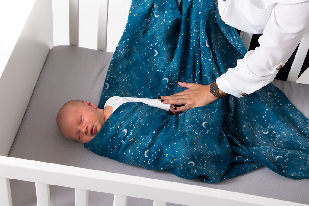 Organic Swaddle Set - Fly Me to the Moon (Starry Night & Hot Air Balloon)