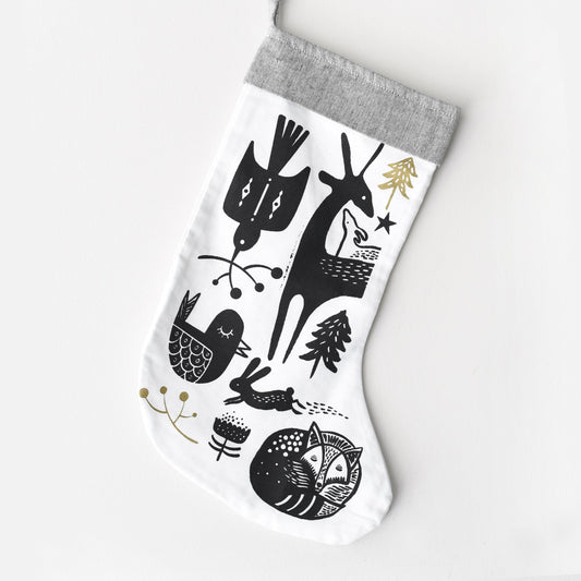 Winter Animals Stocking - Black on White