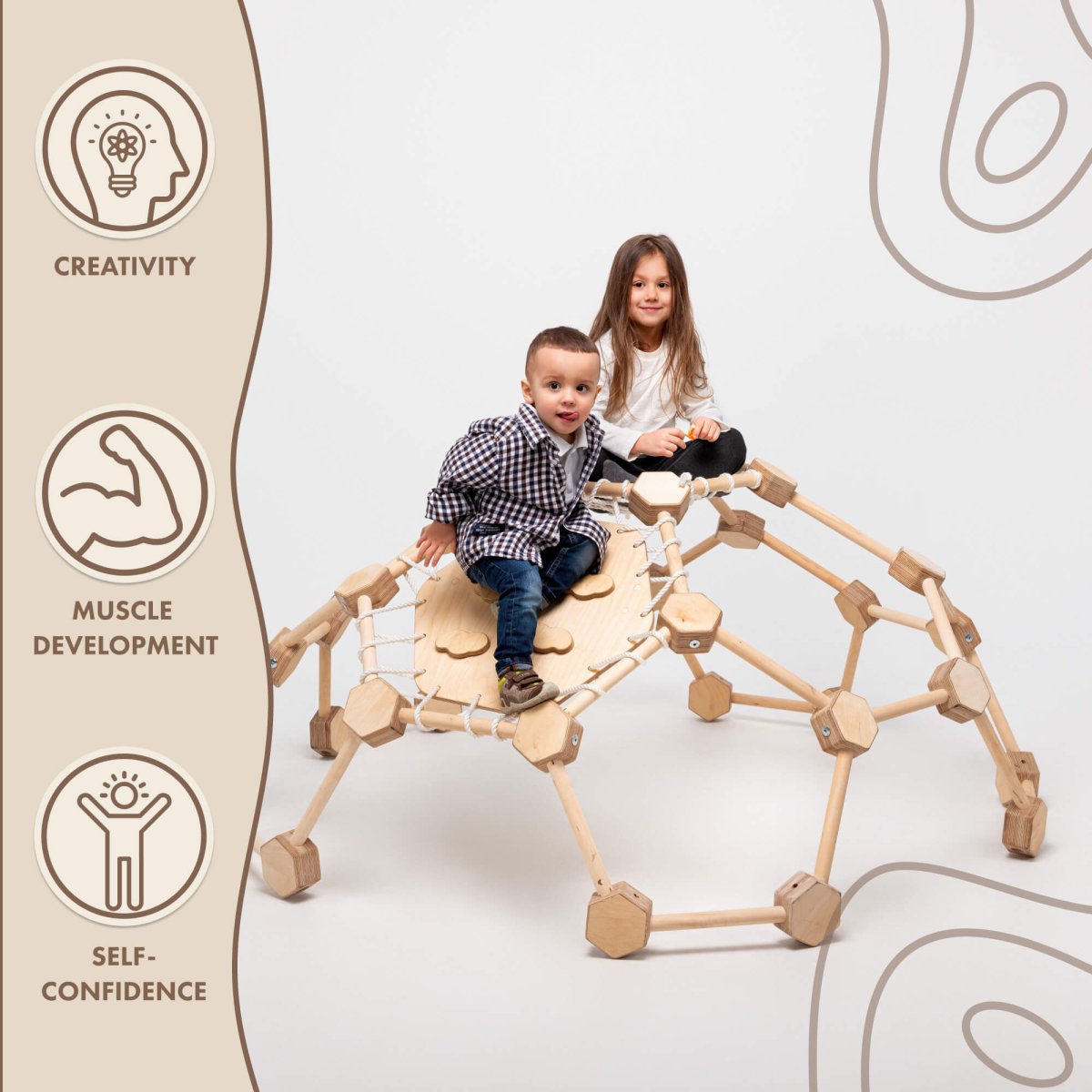 Wooden Climbing Dome for Kids Ages 2-6