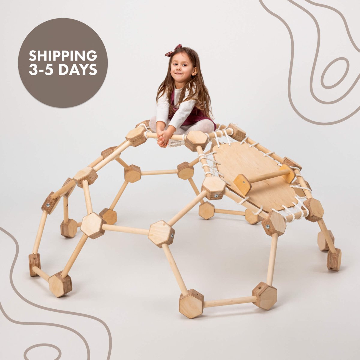 Wooden Climbing Dome for Kids Ages 2-6