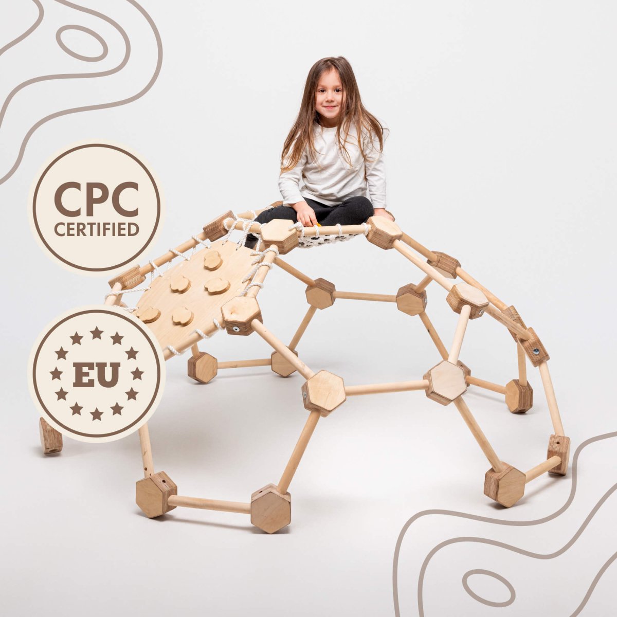 Wooden Climbing Dome for Kids Ages 2-6