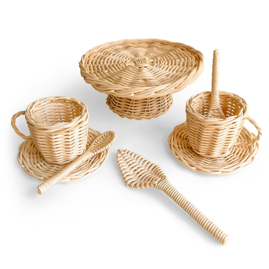 Wicker Toy Coffee and Cake Set