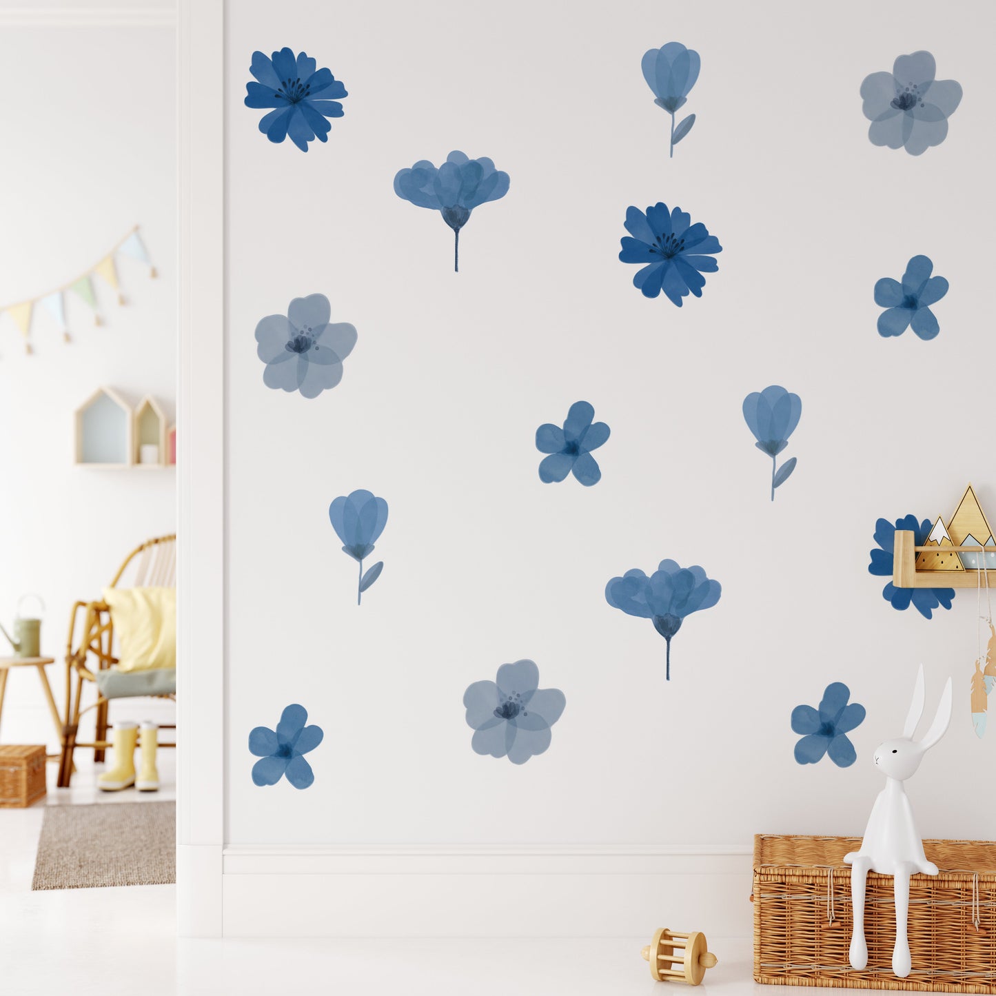 Navy Flowery Wall Decals