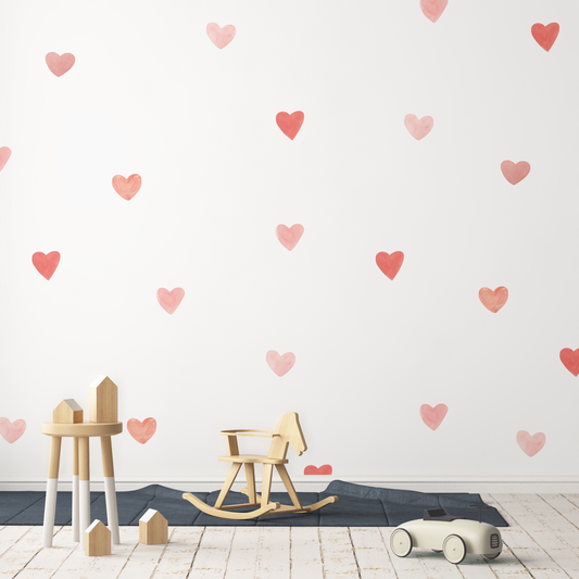 Watercolor Pink Heart Wall Decals