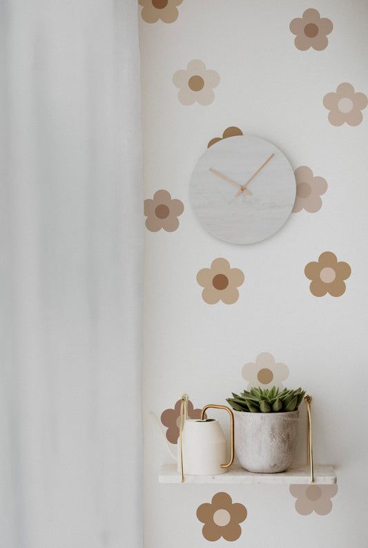 Brown Round Flowers Wall Decals