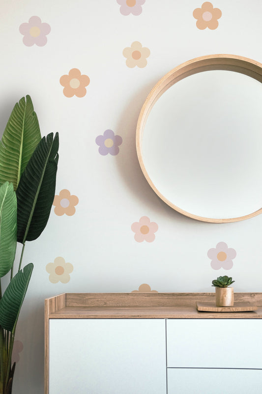 Pastel Round Flowers Wall Decals